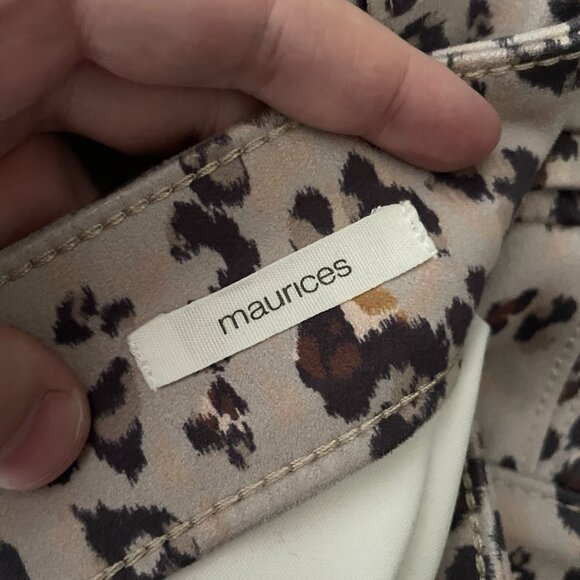 Maurices Women 14 Leopard Faux Suede High Waist Button Front Mini Skirt - Picture 7 of 9